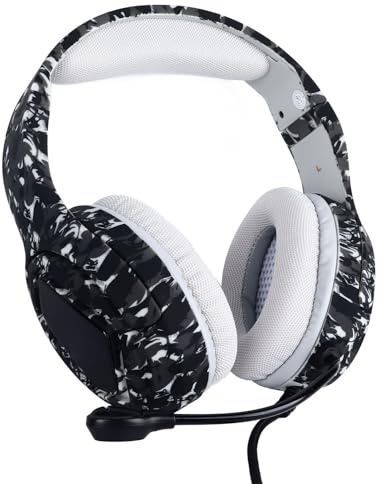 Wired Gaming Headphones Omnidirectional Detailed Sound Quality Microphone Camouflage Over-Ear Gaming Headphones for Home Use (Cool Black Camo)