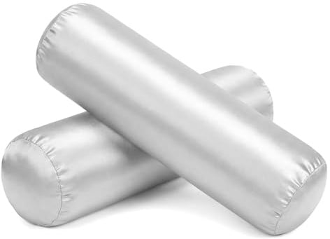 Guduling 2 Pcs Long Pillow Case,45.7 X 15.2 CM Cylinder Bolster Pillow Case | Neck Roll body pillows cases for Hair & Skin, Breathable Silky Pillowcases Satin Pillows Cases for Cervical