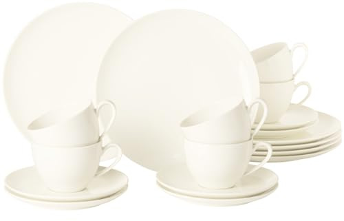 Seltmann Weiden Savona Kaffeeservice 18-teilig | Frühstücksteller und Kaffeetassen mit Untertassen für 6 Personen | Porzellan, Spülmaschinen- & Mikrowellenfest | Fine Diamond