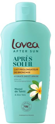 LOVEA - Après-Soleil Lait Prolongateur de Bronzage Monoï de Tahiti & Aloe Vera - Visage & Corps Hydrate 24h & Apaise - 98% Origine Naturelle - Testé sous Contrôle Dermatologique - Made in France 150ml