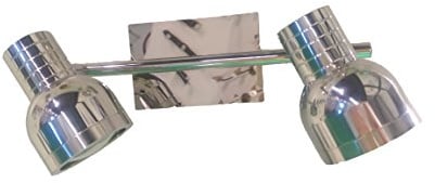 Deckenstrahler Spotlampe Tessa Deckenleuchte Spot Strahler Metall chrom glänzend Spotlight Fassung GU10 max. 50Watt Wandleuchte Wand-Deckenbeleuchtung Spotleuchte Deckenbalken (Stab - 2flammig)