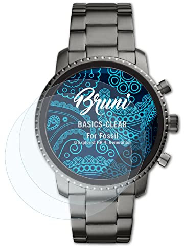 Bruni Protecteur d'écran compatible avec Fossil Q Explorist HR 4. Generation Film Protecteur, cristal clair Écran protecteur (2X)