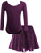 Bricnat Ballettkleidung Mädchen Ballettkleid Kinder Tanzbody Gymnastikanzug Balletttrikot Langarm Tanzkleid mit Tütü Kinder Baumwolle Lila 130