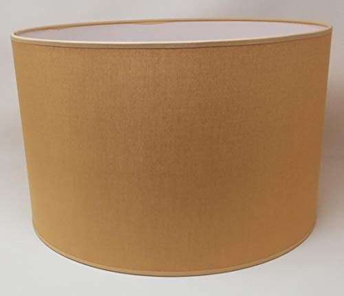 Pantalla Cilíndrica con tela de Algodón, hecha a Mano para Lámpara de Techo, Lámpara de mesa, Lámpara de pie (50 cm Diámetro, 20 cm Altura, Crema Oscura)