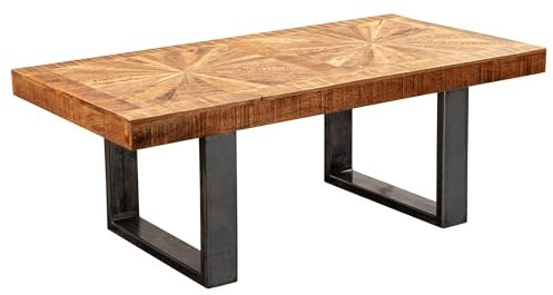 FineBuy Table Basse Mango en Bois Massif/Metal 105 x 40 x 55 cm | Table d'appoint de Style Moderne | Table de Salon Rectangulaire