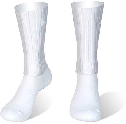 BLOMDE Sneaker Socken Herren Anti-Rutsch-Silikon Sommer Aero Weiße Linie Radsport Sport Laufsocken-Weiß_L 40-45
