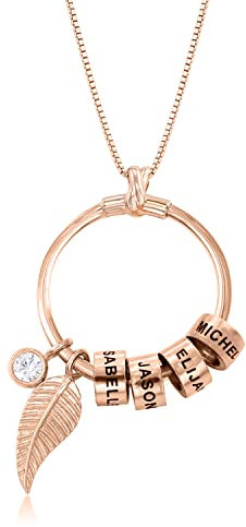 MyNameNecklace MYKA Collier Prénom Collier Linda avec Anneau en Argent 925 ou Plaqué Or - Collier pour Elle (Argent 925 Plaqué Or Rose 18cts)