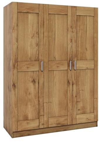 Möbel-Store24 Kleiderschrank Türen Holz Wildeiche teilmassiv Natur geölt 3-türig Tomi
