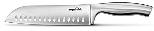 royalvkb KN0417 Santokumesser, 18 cm Klinge, Edelstahl, ergonomischer Griff, spülmaschinenfest, perfekt zum Schneiden, Würfeln und Hacken