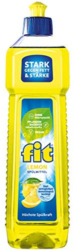 fit Hand-Spülmittel 750 ml Geschirrspülmittel gegen Fett und Stärke, hautverträglich, vegan, mikroplastikfrei, Lemon