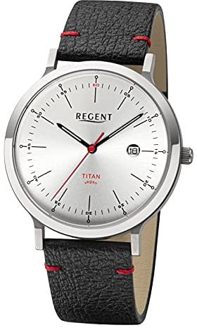 REGENT Herrenuhr Titan Schwarz/Silberfarben BA-702