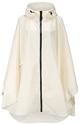Freiesoldaten Women Waterproof Rain Poncho Stylish Reusable Lightweight Outdoor Raincoats Rain Jacket with Hood Beige