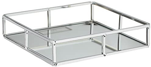 Wonderful Silver Mirror Metal Square Tray to Display Objects or Store in Any Room 20 x 20cm.