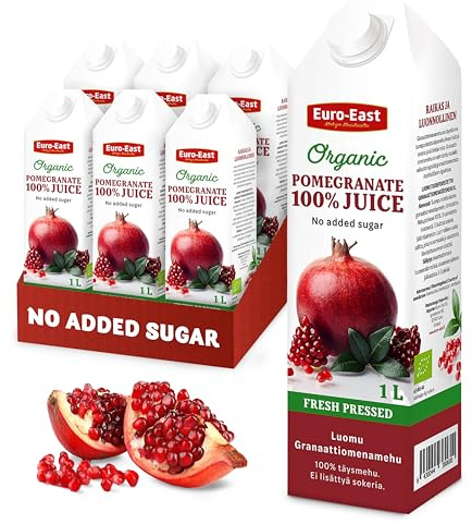 Euro-East BIO Granatapfel 100% Direktsaft 6er Pack, Pomegranate saft kein Zuckerzusatz (6x1 Liter)