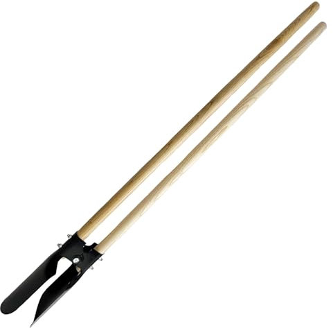 AB Tools Pala de la pala del excavador del agujero del poste de la cerca para el cercado del jardín con las manijas de madera
