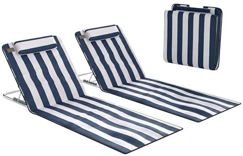 Outsunny Set of 2 Foldable Garden Beach Chair Mat Lightweight Blue