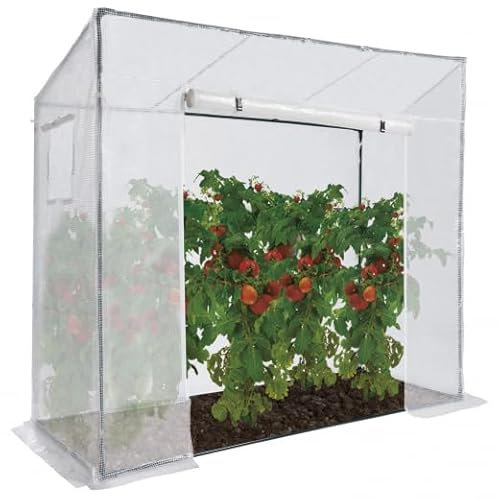 IDMarket - Invernadero de jardín blanco para todas las estaciones con ventana y puerta con cremallera