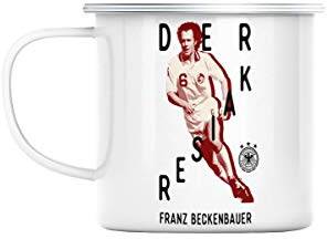 Tasse emailliert Metall Franz Beckenbauer Champion Collage Retro Fußball Star Vintage