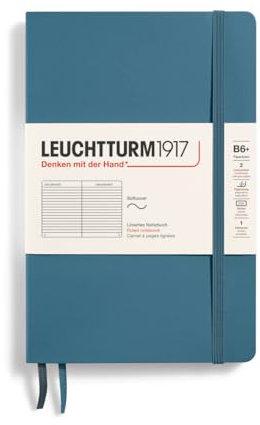 LEUCHTTURM1917 365644 Notizbuch Paperback (B6+), Softcover, 123 nummerierte Seiten, Stone Blue, Liniert