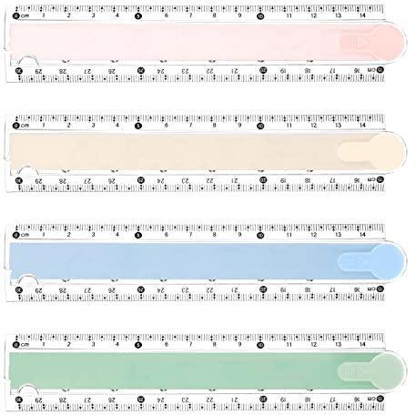 Popuppe Regla plegable de plástico de 30 cm, regla geométrica transparente, regla de plástico, regla estacionaria, regla recta para la escuela, niños, oficina