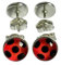 Ohrstecker 925er Silber Echtschmuck Marienkäfer Ladybug rot schwarz Punkte (8mm)