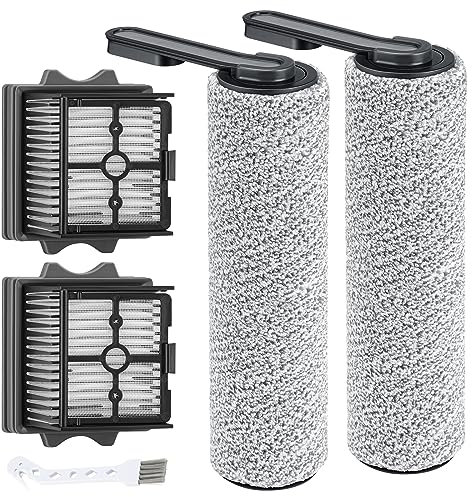 Floor One S5 Combo Rouleau de brosse de rechange et filtre HEPA compatible avec Tineco Floor One S5 Combo Aspirateur (2 x brosse à rouleau + 2 x filtre d'aspirateur)