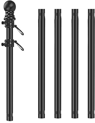 ROSEBEAR 6FT Flag Pole Kit, Flag Pole for Garden, 1.8M 5 Sections Stainless Steel Flag Pole for Outside House Garden Yard, Residential or Commerical Flag Pole Kit (Not Included Bracket and Flag)