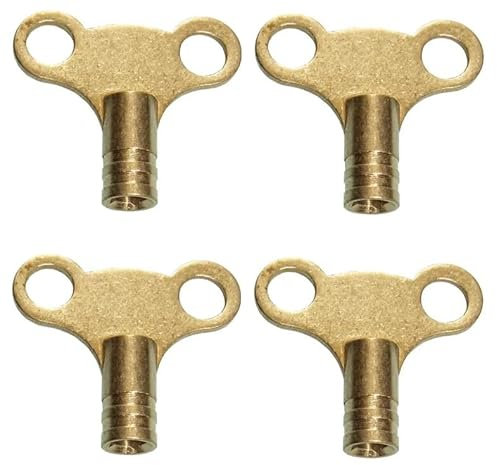 hep® Brass Radiator Bleed Key Radiator Air Vent Valve Keys Heavy Duty Clock Type Easy Thumb Trun Keys (Brass Key (Pack of 4))