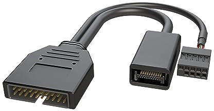 LINKUP - Internal 3.1 10G Gen 2 20-Pin A-Key Male Housed Connector w/USB 2.0 Header to USB 3.0 20-Pin Male Header Extension Cable 10cm