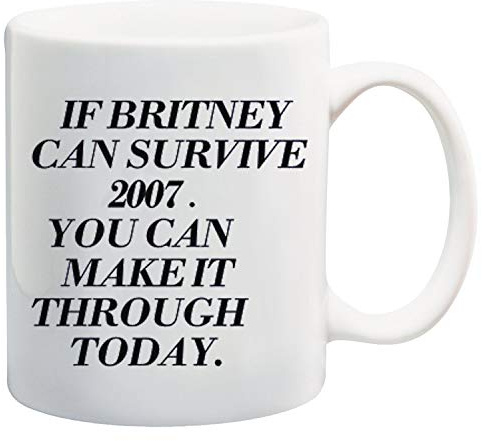 Fashnkart Ceramic Kaffeebecher, Keramik, Aufschrift If Britney Can Survive 2017, Aufschrift You Can White Tea Coffee, Keramik, Kaffee, Teetasse, 383 ml