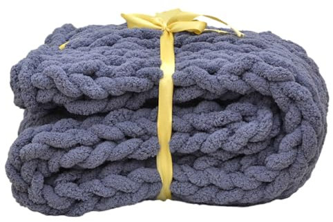 yuwqqoajv Nachdenkliche Geschenke, grob gestrickte Decken, Handgestrickte warme Decke, Polyester, breite Anwendung, Mode, dunkelgrau