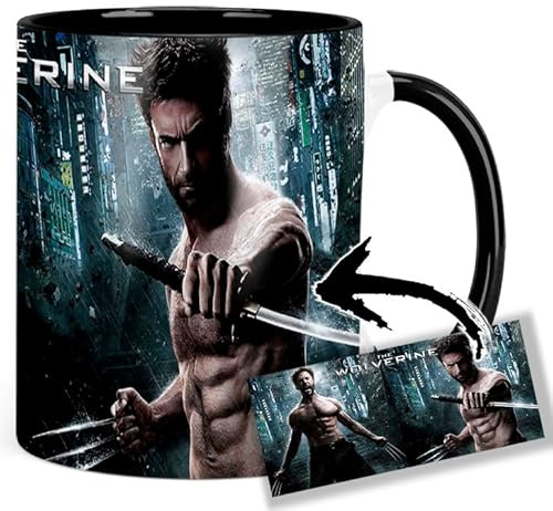 X-Men Wolverine Hugh Jackman Tasse Innen & Henkel Schwarz Keramikbecher Mug
