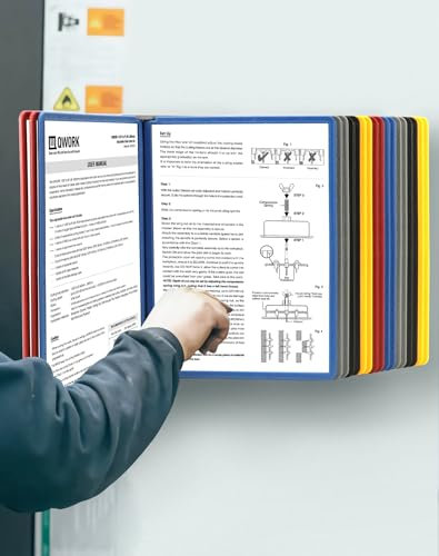 QWORK® Système de Porte Document Mural - 20X Panneaux d'Affichage A4 - pour Halls d'Exposition, Restaurants, Bureaux, Lieux Publics