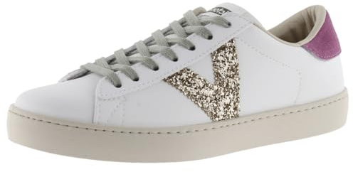 victoria Sneaker Berlin Effetto Pelle & Logo Glitterato & Retro in Crosta di Pelle 1126194 per Donna Fucsia 39