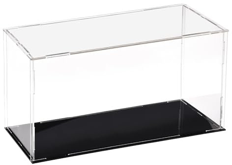 „Recogwood Acryl-Klarsichtvitrine, 30 x 10 x 15 cm, zum Zusammenbauen, Aufsatzbox, Würfel-Organizer, Ständer, staubdichter Schutz, Vitrine mit schwarzem Sockel für Actionfiguren, Spielzeug, Sammlerst