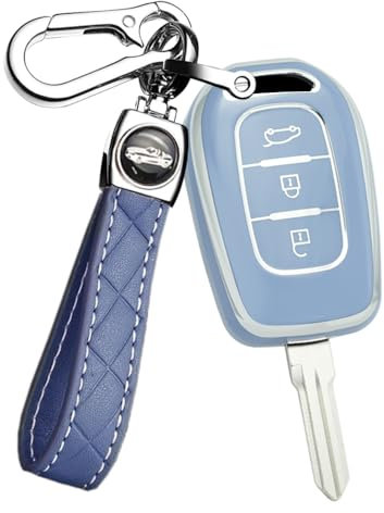 ontto Coque de clé Convient pour Dacia Sandero 3 Logan pour Twingo 3 Duster Captur Logan Laguna Scenic Porte-clés Étui de Protection 3 Boutons Accessoires de Voiture B Gris Bleu