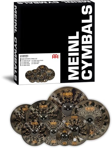 Meinl Cymbals Beckenset Classics Custom Dark Expanded mit Hihat, Splash, 2 Crash-Becken, Trash-Crash, China und Ride Schlagzeugbecken — B12 Bronze, Dunkles Finish (CCD-CS2) | B12 Bronze Becken für Trommeln, 7-teilig, 10/14/16/16/18/20 Zoll