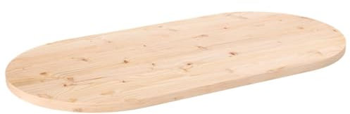 Mengtu Tischplatte Ersatztischplatte Holzplatte Schreibtischplatt Tischplatte Ersatztei für Esstisch Gartentisch 100x50x2,5 cm Massivholz Kiefer Oval Gartenmöbel