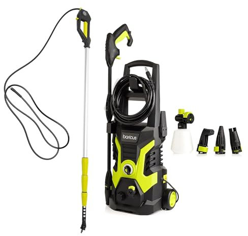 Baricus Hochdruckreiniger Nenndruck 90 Bar, max. Druck 135 Bar - 1700W - inkl. Zubehör - wahlweise mit 4,3m Verstellbarer Lanze - Dreckfräse - B-Ware (Hochdruckreiniger mit 4,3m Lanze, 2)