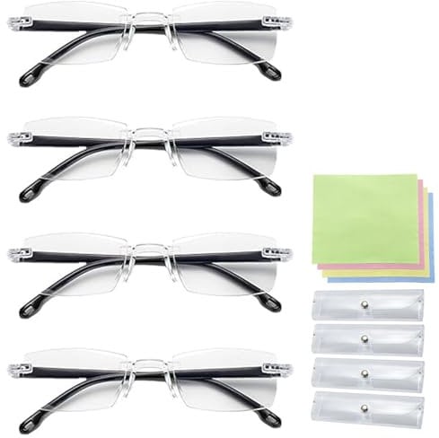 Autozoom-Lesebrille, Auto-Zoom-Presbyopie-Brille, Anti-Blaulicht-Lesebrille, Unisex Auto einstellbare Presbyopie-Brille für Myopie und Hyperopie Menschen (4 Paare)