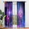 Odot Transparent Gardinen mit Ösen Schlaufen, Vorhänge Voile Sheer Vorhang 3D Sternenhimme lDekoschal Fensterschal Ösenvorhang für Wohnzimmer küche Fenster, 2er Set (140x160cm,Lila)