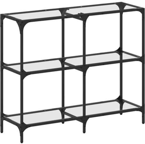 vidaXL Konsolentisch mit Glasplatte, Flurtisch mit Edelstahlgestell, Beistelltisch für Wohnzimmer Flur, Sofatisch Sideboard, Transparent Stahl