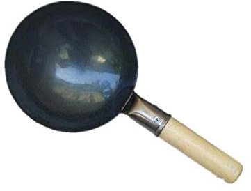 OQHAIR Gamme Quotidienne Mini Wok Antiadhésif, Fer sans Revêtement Moins D'huile avec Une Poignée Multifonction,26cm (20cm)