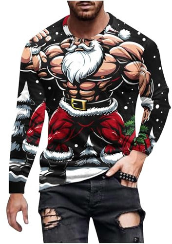 Ugly Weihnachtspullover Herren Sale Clearance, Herren Kapuzenpullover 3D Druck Weiß Hoodie Mit Taschen Langarm Halloween Weihnachten Sweatshirt Casual Streetwear Christmas Christmas Sweater 4XL
