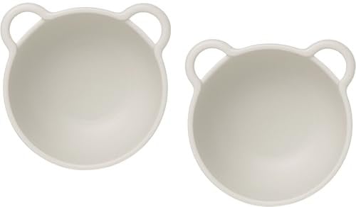 carrotez 2-Pack Unbreakable Small Cereal Bowls (6.8 oz), Cute Bear Design Microwave & Dishwasher Safe Kitchen Bowls for Soup, Salad, Snacks & More - Ivory