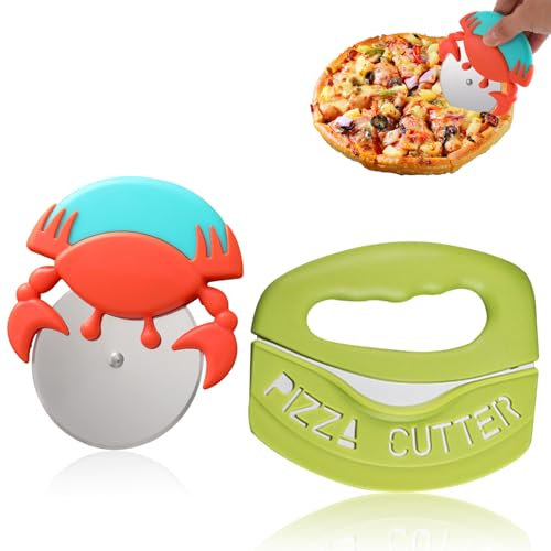 Pizzaschneiderad, Lustige Pizza Schneider Pizzarad Pizzamesser Cutte (Orange und Grün)