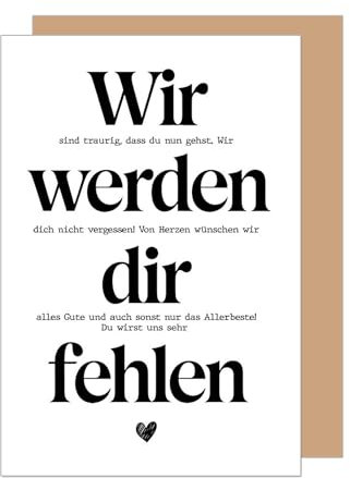 Edition Seidel Premium Glückwunschkarte zum Abschied mit Umschlag. Abschiedskarte mit Spruch Grußkarte Karte Ruhestand Jobwechsel Mann Frau Kollege Kollegin Freunde (AS153 SW025)