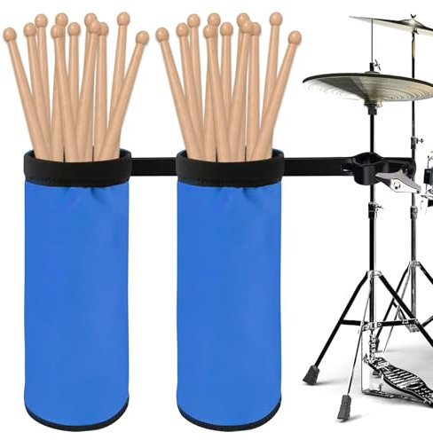 Drumstick-Halter, 2er Set Drumstick Holder, Einstellbare Drumstick Halter, Schlagzeug Zubehör, Nylon Drumstick Tasche für Trommelstöcke Drum Kit(Blau)