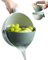 Tazón de limpiador de frutas 2l 2-en-1 90 ° colador giratorio giratorio con colabras para ahorrar espacio sin mango sin deslizamiento para cocina con orificio de drenaje para vegetales Pasta, Colande