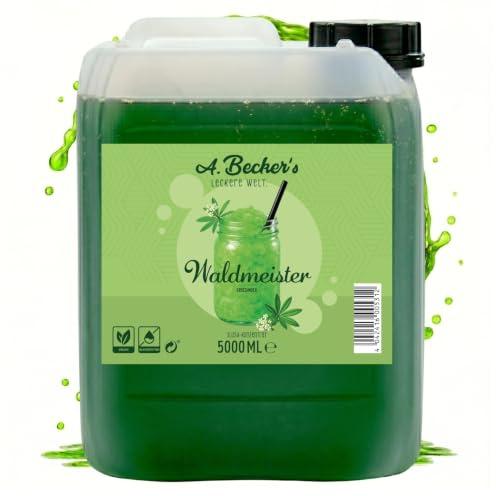 A. Becker´s Slush Sirup für Slushy Eis | Ohne Azofarbstoffe | 5L Waldmeister | Vegan | 1L Konzentrat ergibt 6L Eis | Getränkesirup für Zubereitung in der Slushie Maschine oder im Mixer